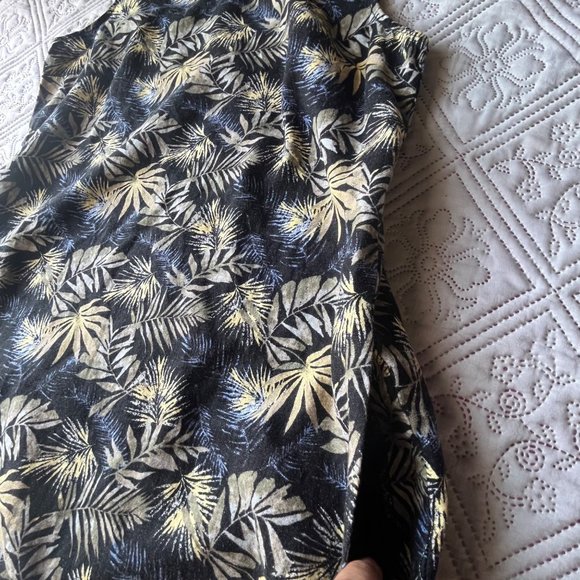 Briggs Sleeveless Linen Blend Tropical Maxi Dress Pockets on the side Size Small - Picture 4 of 7